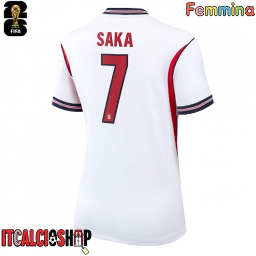 Inghilterra Bukayo Saka #7 Prima Maglia Femmina Mondiali 2026 Manica Corta
